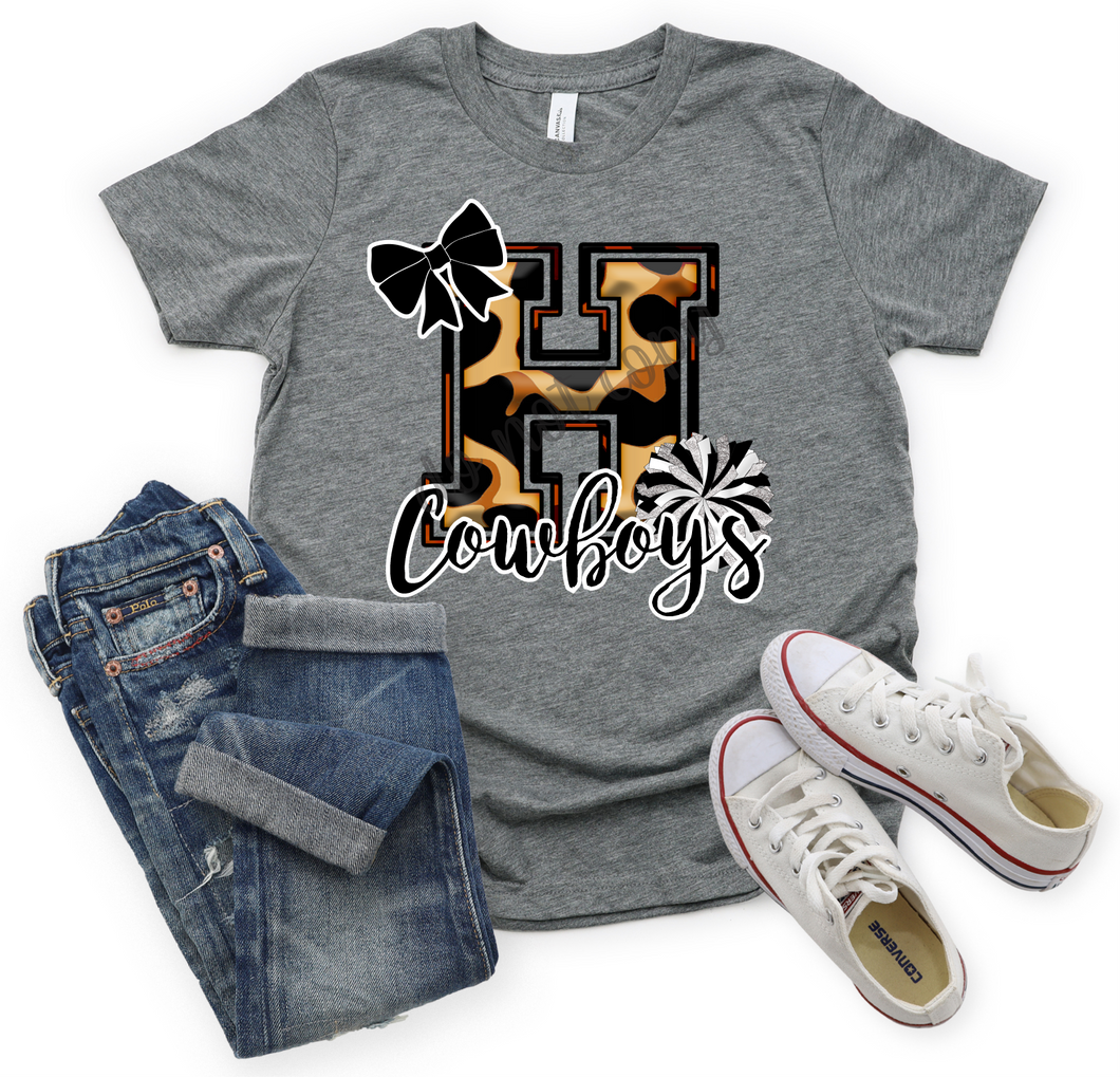 H Cowboys Black Silver Leopard Letters Cheer