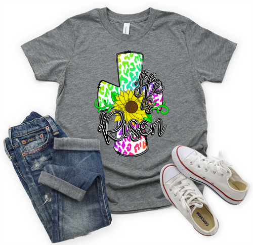He Is Risen Colorful Leopard Cross Transfer