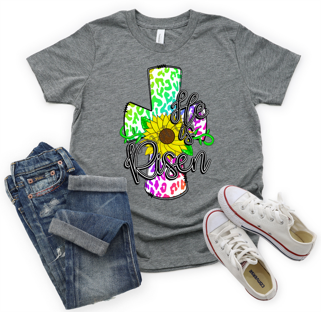He Is Risen Colorful Leopard Cross Transfer