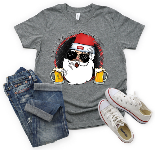 He Knows When You've Been Drinking Black & Red Santa With Beer Transfer