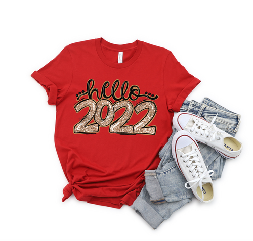 Hello 2022 Gold Glitter