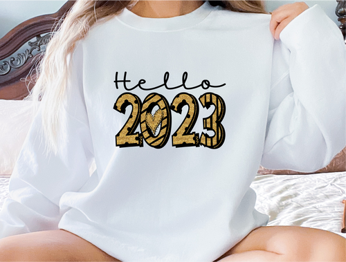 Hello 2023 Black and Gold Transfer