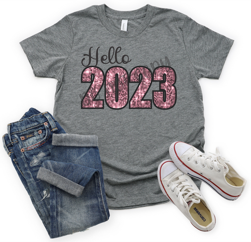 Hello 2023 Pink Sequins