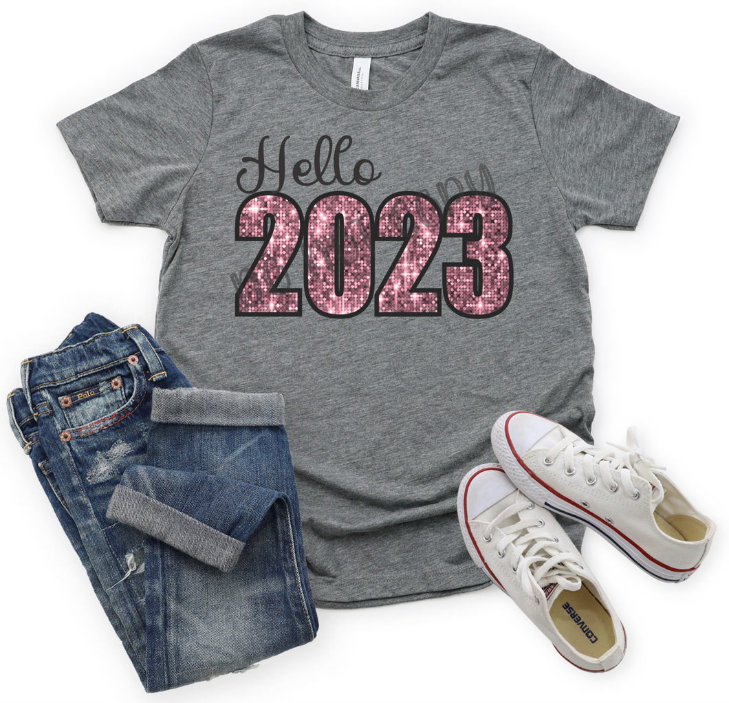 Hello 2023 Pink Sequins