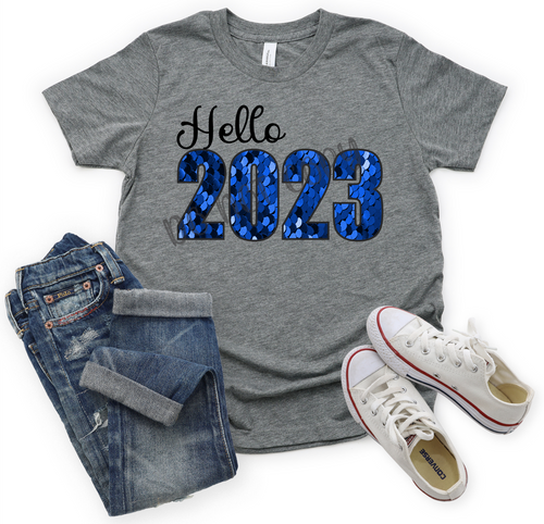 Hello 2023 Royal Blue Sequins