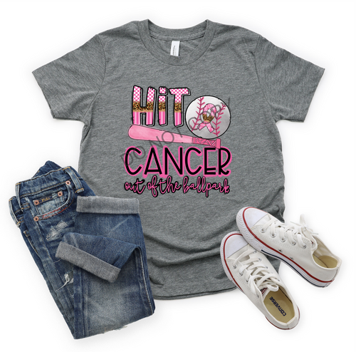 Hit Cancer Out of the Ballpark Baseball Leopard Letters Transfer