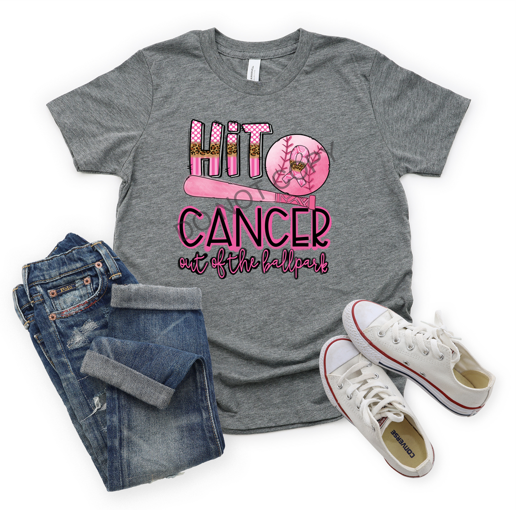 Hit Cancer Out of the Ballpark Baseball/ Softball Leopard Letters Transfer