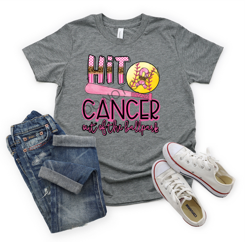 Hit Cancer Out of the Ballpark Softball Leopard Letters Transfer