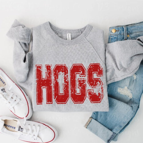 Hogs Maroon Distressed Transfer