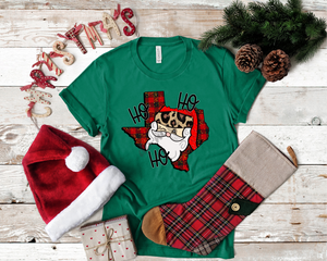 Youth Ho Ho Ho Buffalo Plaid Santa State Design