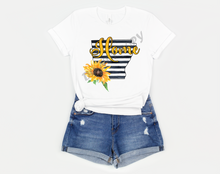 Load image into Gallery viewer, Home Black &amp; White Striped Sunflower State Design