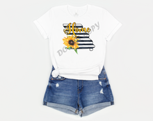 Load image into Gallery viewer, Home Black &amp; White Striped Sunflower State Design