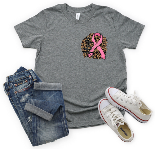 Hope Breast Cancer Awareness Ribbon With Leopard Background