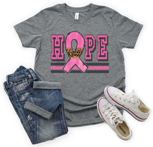 Hope Pink Ribbon With Leopard Transfer