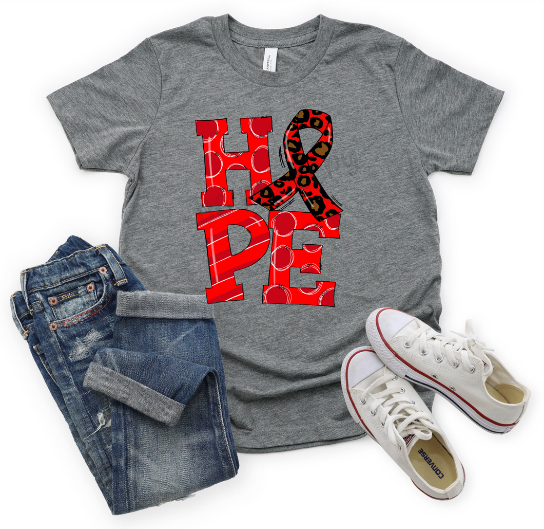 Hope Red Leopard Ribbon Transfer