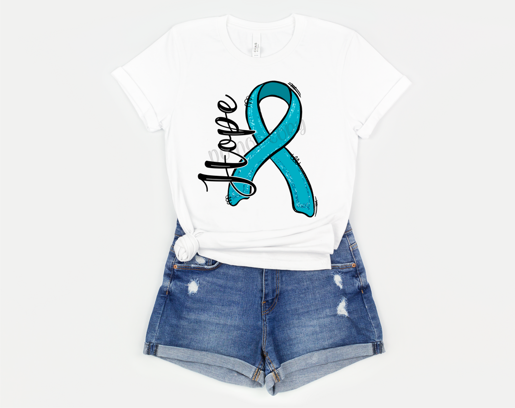 Hope Teal Ribbon Transfer