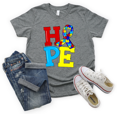 Hope Stacked With Autism Ribbon Transfer