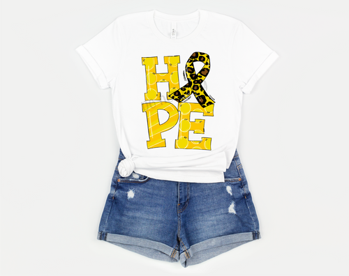 Hope Yellow Leopard Ribbon Transfer