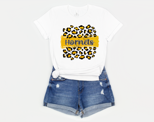 Hornets Yellow, Black & Silver Leopard Glitter