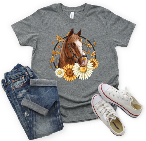 Horse Daisies In Circle Transfer