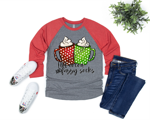 Hot Cocoa & Fuzzy Socks With Polka Dot Cups Transfer