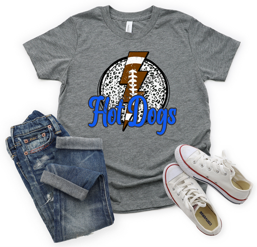 Hot Dogs Royal Leopard Circle With Football Lightning Bolt