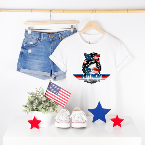 Hot Mom Summer Patriotic Wings With Bandana & Sunglasses Transfer