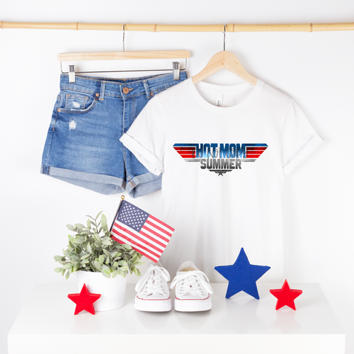 Hot Mom Summer Patriotic Wings Transfer