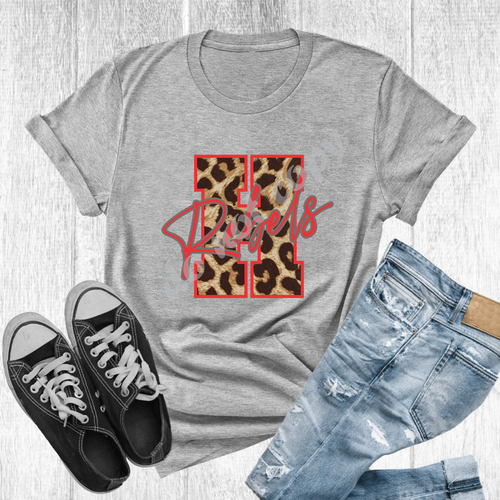 H Rebels Grey & Red Leopard Letter