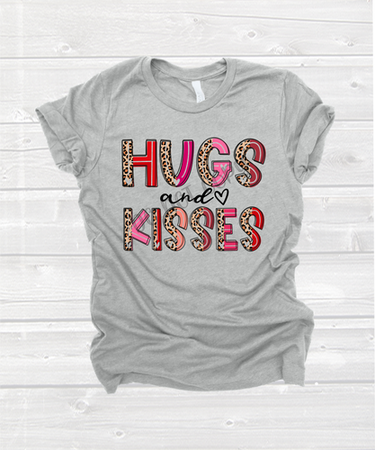 Hugs & Kisses Leopard With Pink, Red & Coral Transfer