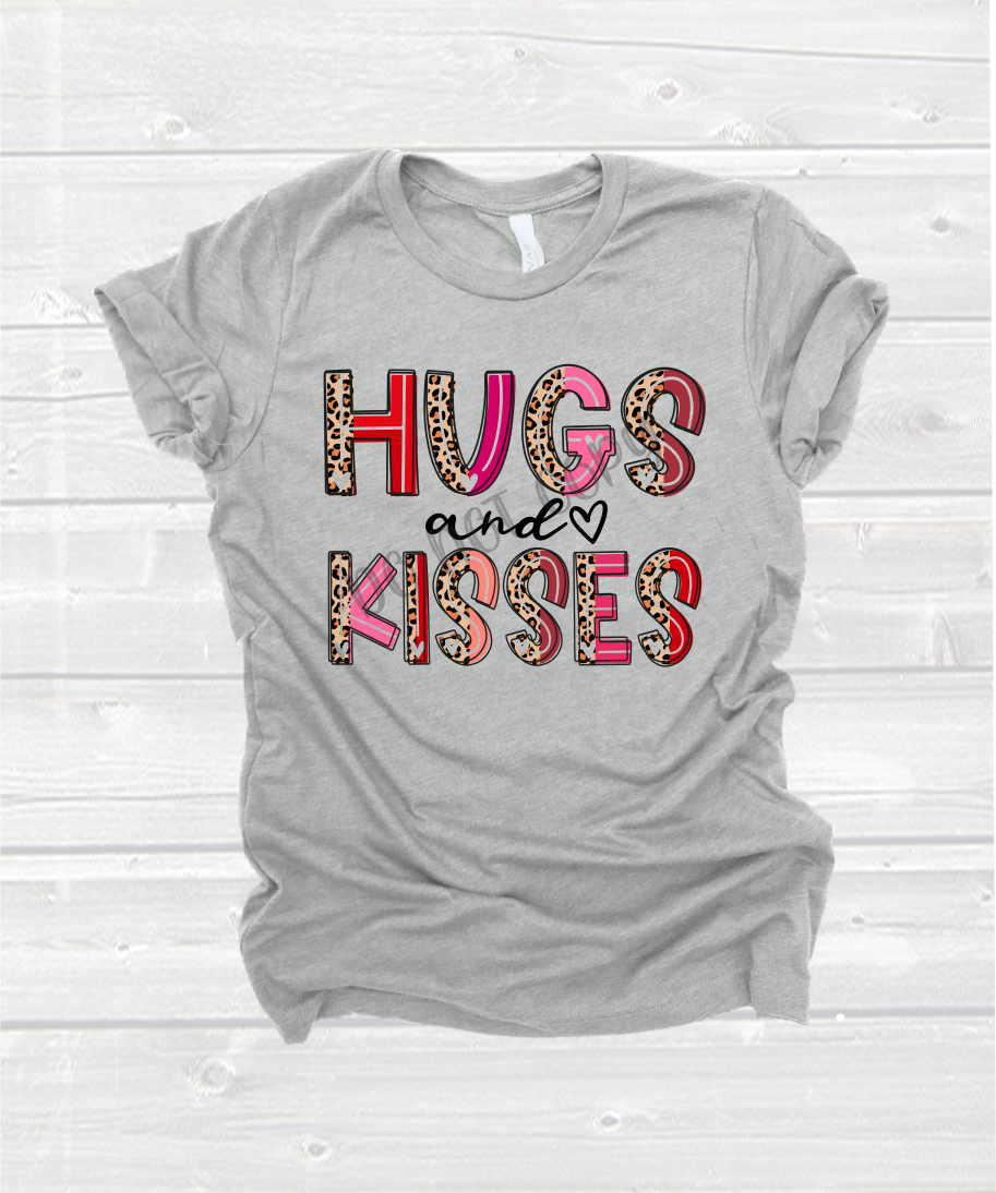 Hugs & Kisses Leopard With Pink, Red & Coral Transfer