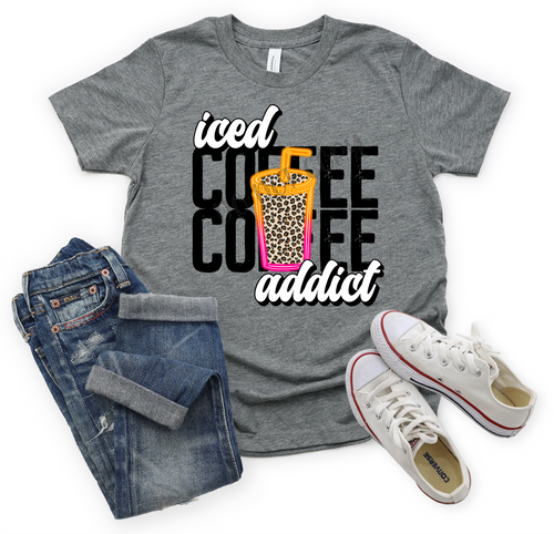 Iced Coffee Addict With Neon Cup Transfer