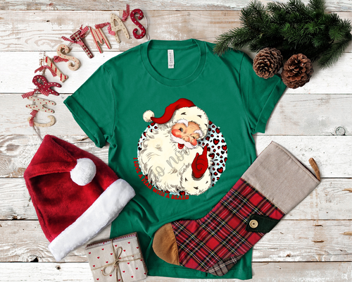 I Love A Man With A Beard Vintage Santa With Leopard Circle Transfer