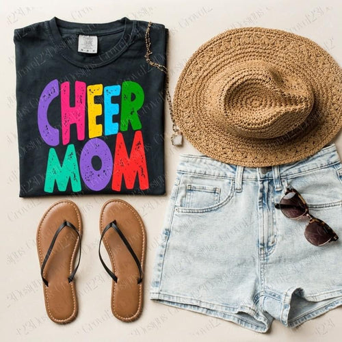 Cheer Mom Bright Colored Letters Transfer