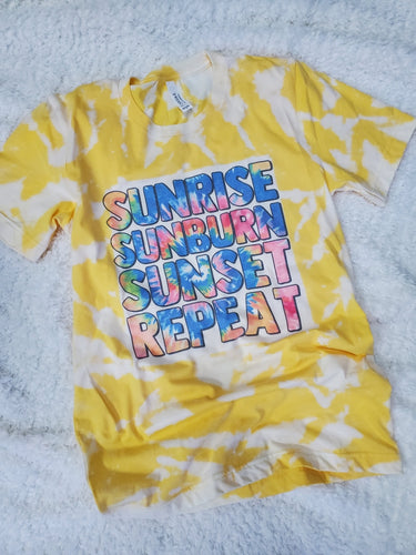 Sunrise Sunburn Sunset Repeat Bleached Tee