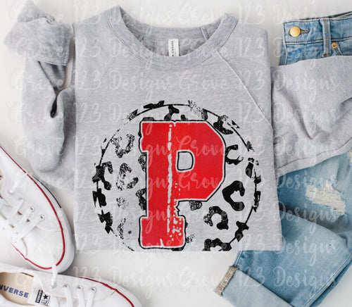 Red P In Leopard Circle Transfer