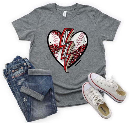 Leopard & Baseball Heart With Lightning Bolt Transfer