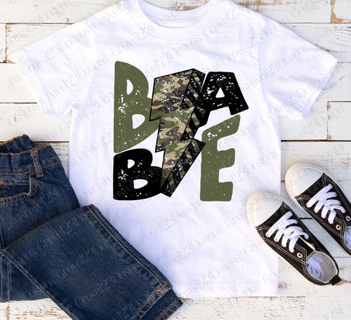 Babe Green & Camo Lightning Bolt Transfer