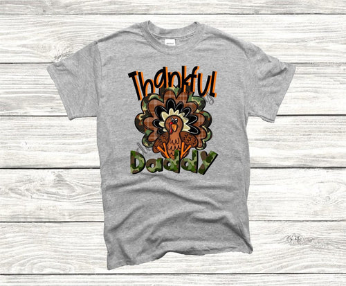 Thankful Daddy Orange & Camo Turkey Transfer