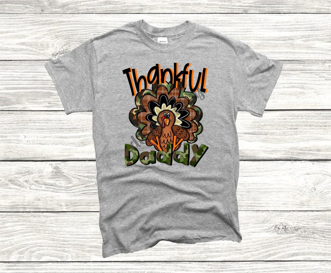 Thankful Daddy Orange & Camo Turkey Transfer