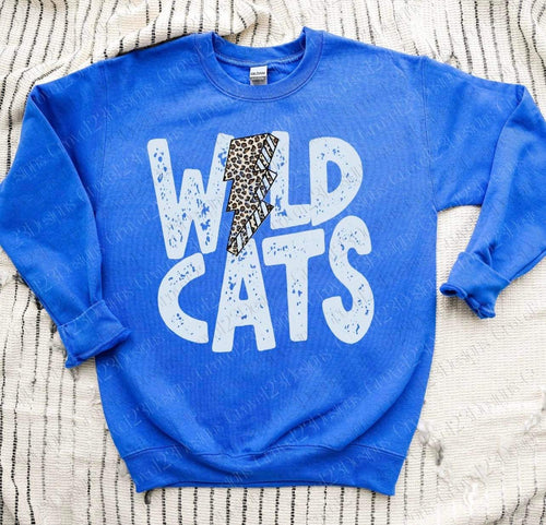 Wildcats Royal Blue & White Leopard Lightning Bolt