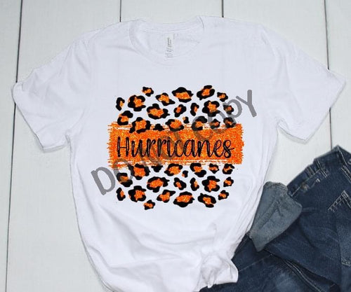 Hurricanes Orange & Black Leopard Glitter