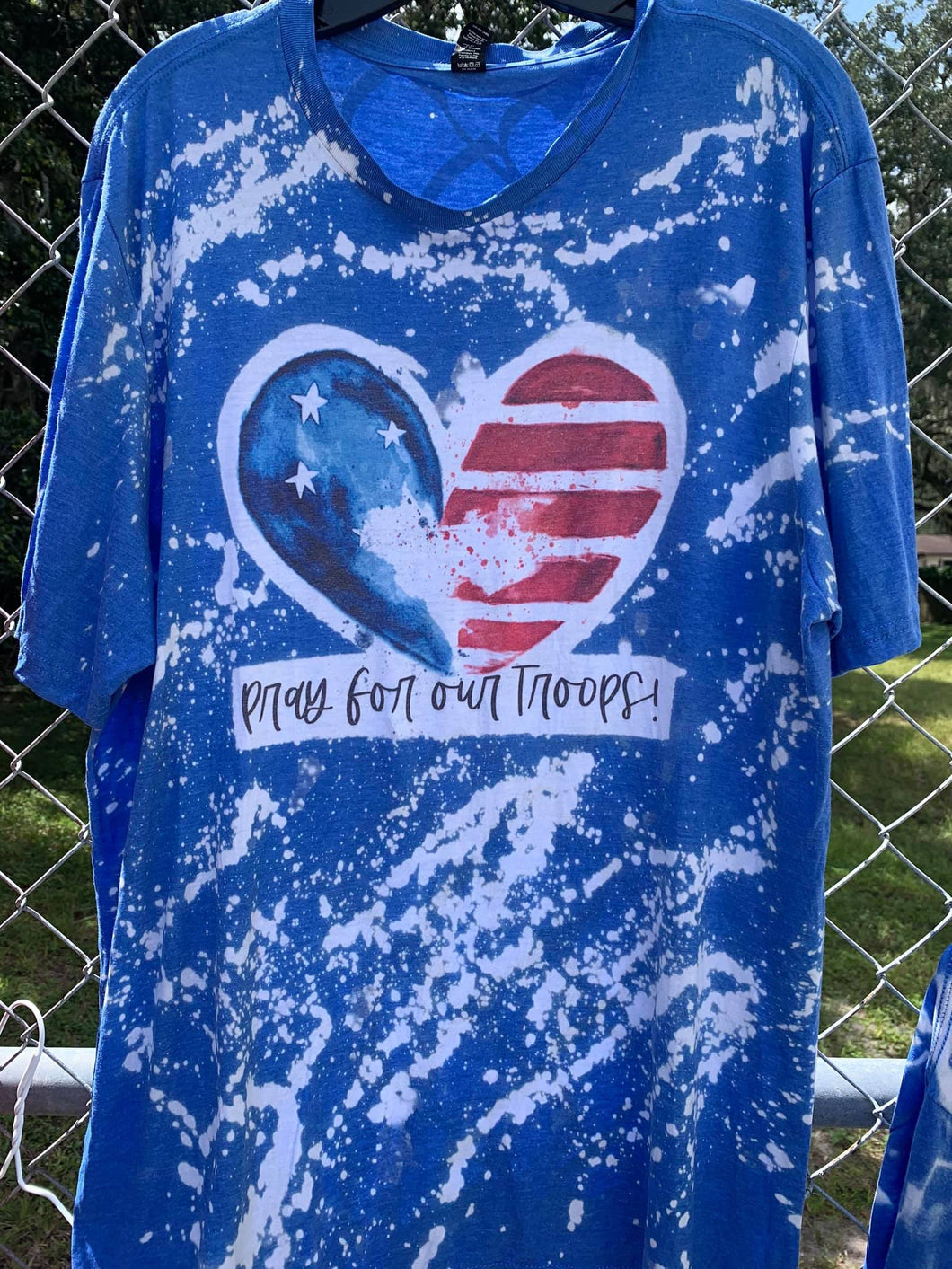 Pray For Our Troops Heart Bleached Tee