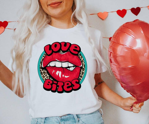 Love Bites Lips with Leopard and Turquoise Circle Transfer