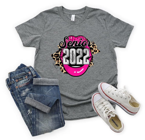 Senior 2022 Leopard Pink and Silver Lips Transfer