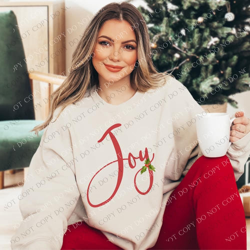 Joy Red Cursive Transfer