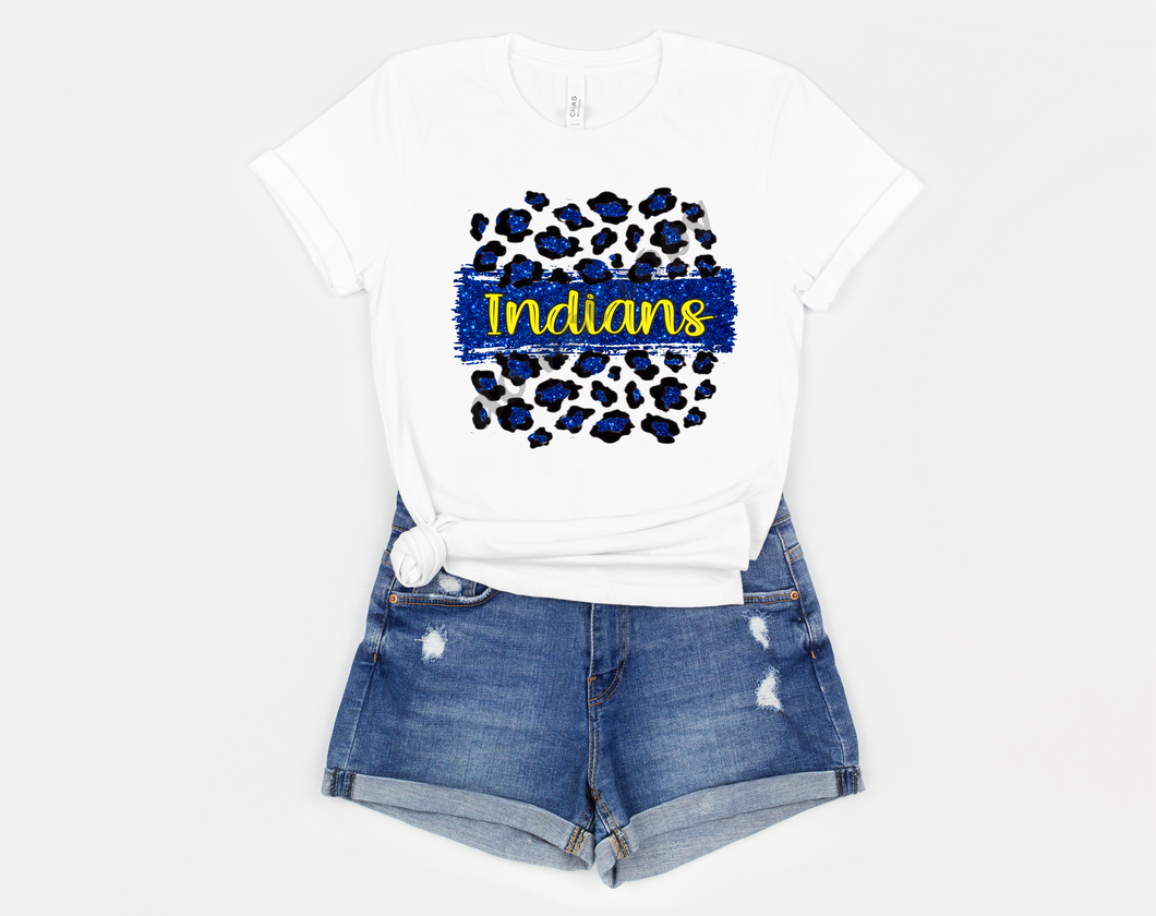 Indians Blue & Gold Leopard Glitter