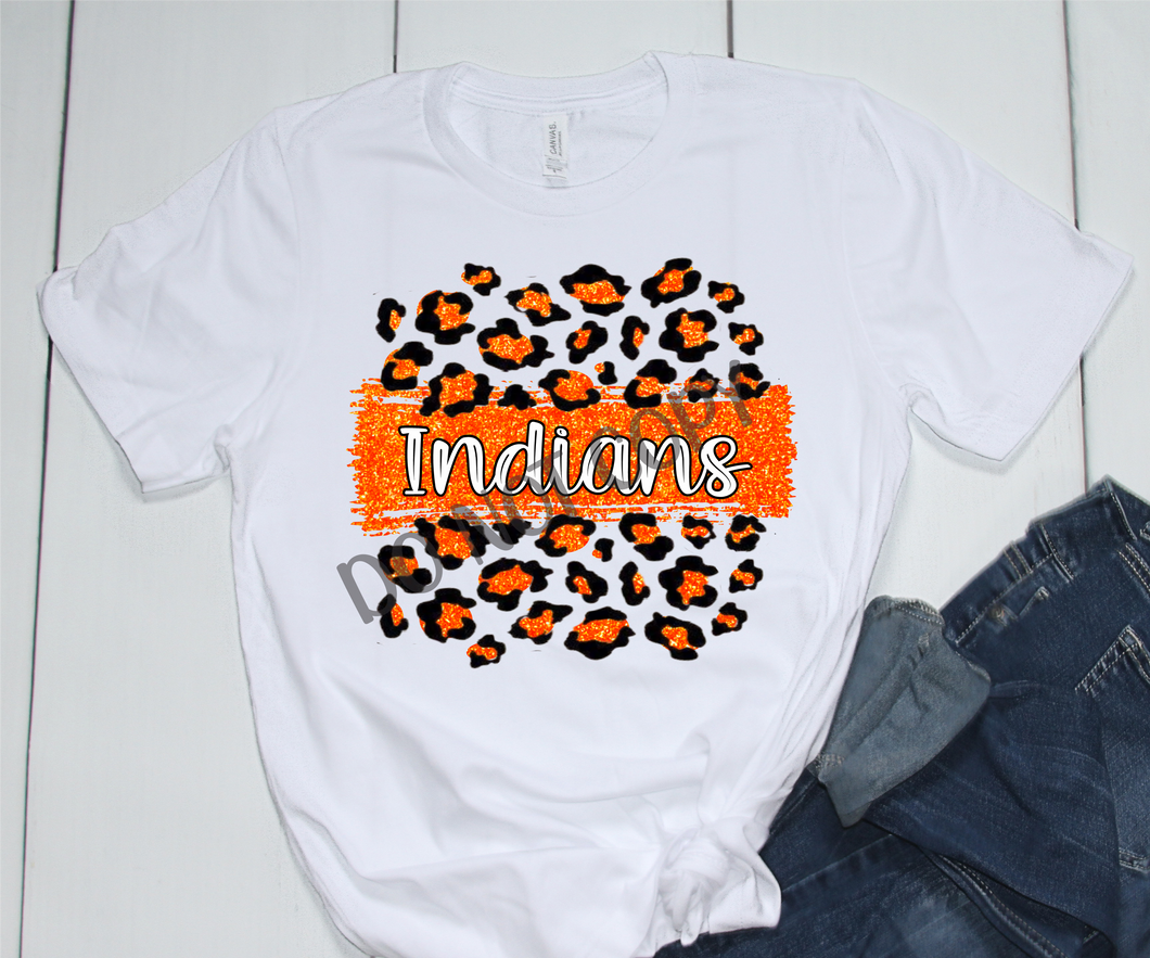 Indians Orange & White Leopard Glitter