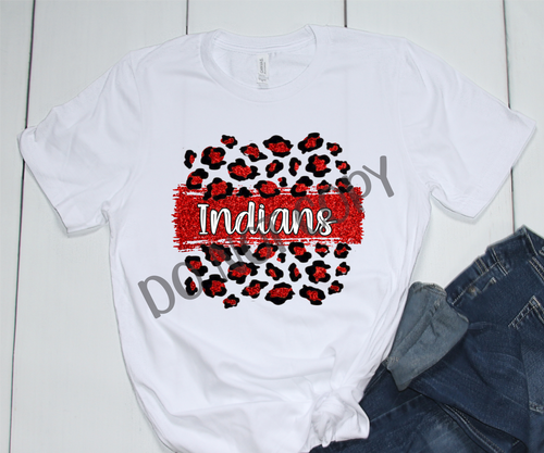 Indians Red, Black & White Leopard Glitter