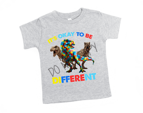 It's Ok To Be Different Dinosaur Autism Awareness Transfer